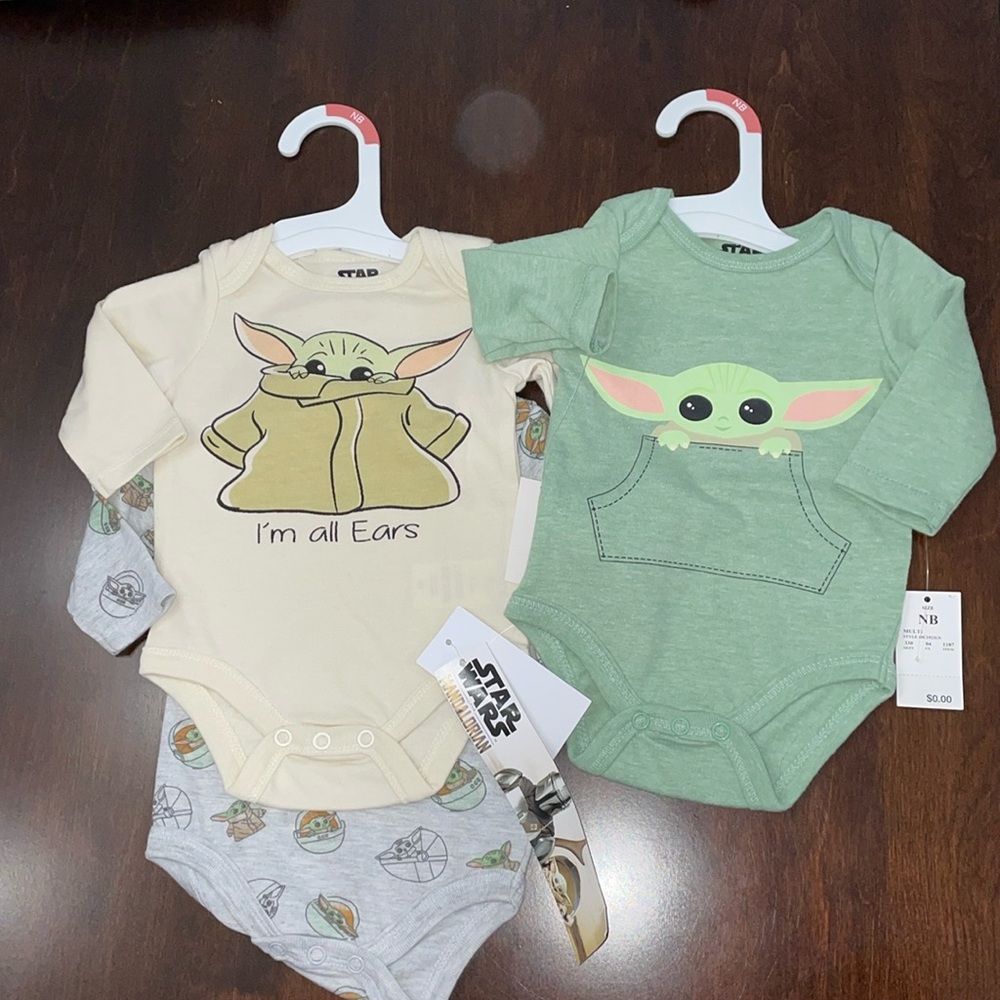 Star Wars Mandalorian 3pc Long-sleeve Onsie Set